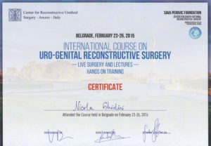attestato uro genital reconstructive surgery